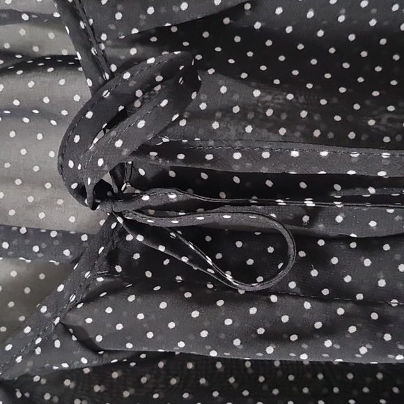 GEORGE long sleeve sheer black polka dot longsleeves blouse button down XL - Picture 3 of 8